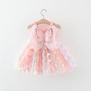 Fille robes enfant en bas âge enfants robe de princesse été né bébé coréen mignon sans manches vêtements Tulle dentelle avec des ailes de papillon 9M-2T