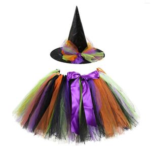 Fille robes enfant en bas âge jupe filles Halloween maille Tutu chapeau de sorcière 2 pièces ensemble Cosplay Performance habiller pour les tout-petits tenue