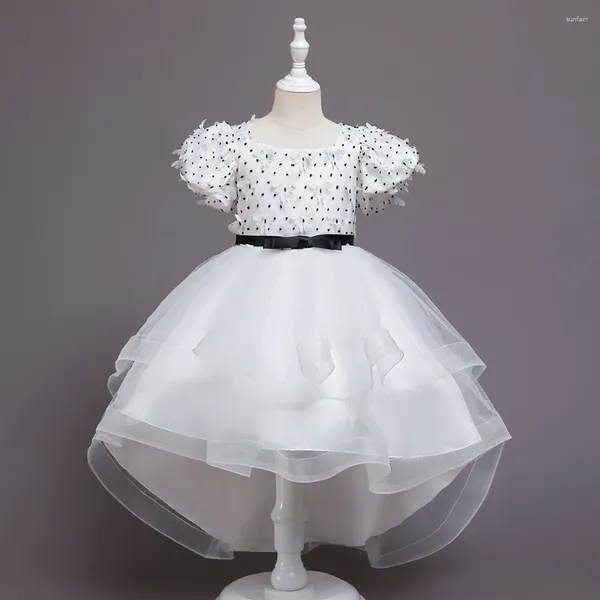 Robes de fille traînant blanc filles robe de soirée été princesse Tutu mariage pour enfants enfants robe d'anniversaire Costumes vêtements 3-10Y