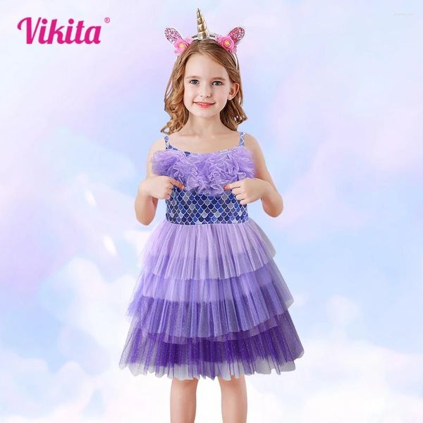 Robes de fille Vikita 2024 Robe princesse pour filles d'été pour enfants d'anniversaire de fête de fête de fête de fête florale enfants costumes élégants