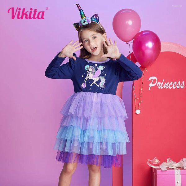 Vestidos de niña VIKITA niñas unicornio princesa vestido niños malla tul ballet tutú pastel fiesta de cumpleaños rendimiento Vestidos elegantes