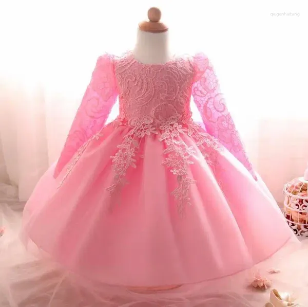 Vestidos de niña, Vestido Vintage para bebé, Vestido de bautizo de tul con encaje para niño pequeño, Vestido de bautizo de princesa infantil, Vestido de 1 año de cumpleaños