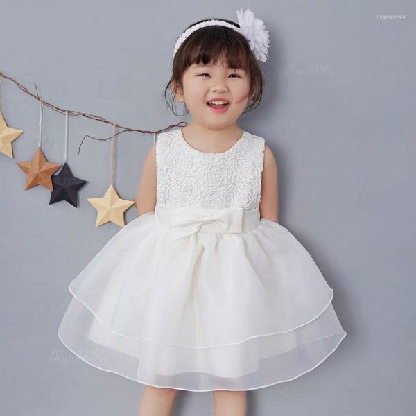 Vestidos de niña Vintage Lace Baby Wedding Pageant Dress Ingleno Princesa Niñas Pequeñas 1 año Fiesta de cumpleaños Nacido