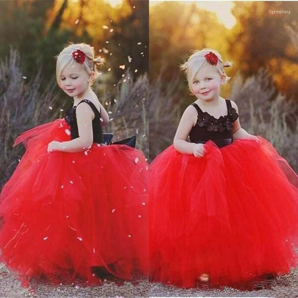 Vestidos de niña, vestido de baile de encaje de tul esponjoso con flores lujosas Vintage, vestido de primera comunión para niñas, concurso para niños