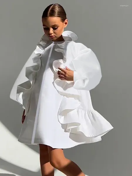 Robes de fille Vintage blanc à manches longues année robe de noël automne hiver vacances enfants vêtements enfant fête Costume bébé vêtements