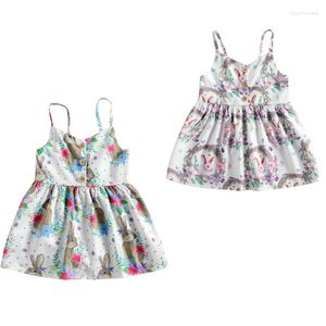 Meisjesjurken Wallarenar Us Stock snel 0-5 jaar peuter baby paasjurk print dier moeroze katoenen zachte kleding 2styles