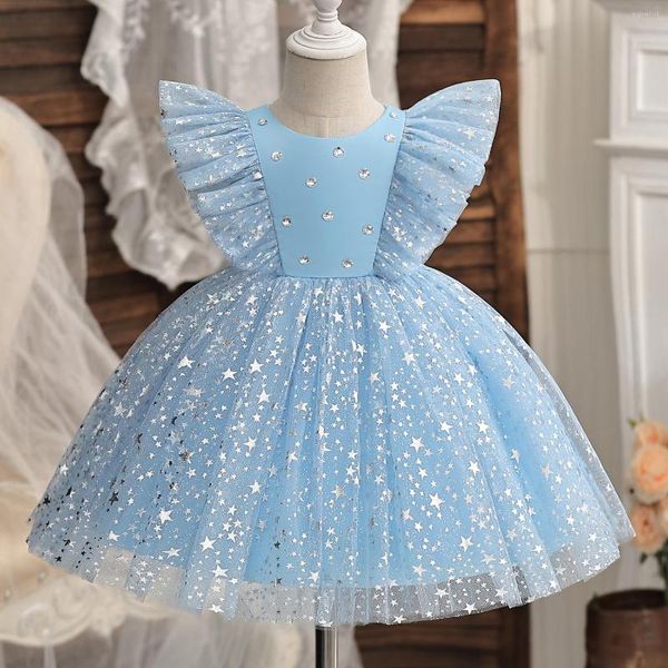 Vestidos de niña, vestido de fiesta de boda para bebé de 1 a 5 años, Vestidos de cumpleaños, volantes, lentejuelas, princesa elegante para niñas, disfraz de Navidad