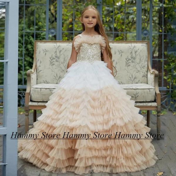 Yipeisha – robe de mariée à fleurs pour filles, en Tulle, Sexy, bretelles Spaghetti, à plusieurs niveaux, robe de bal, fête d'anniversaire, première Communion