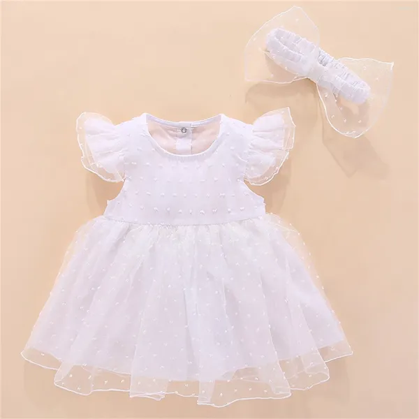 Robes de fille blanc bébé robe de baptême princesse Style né filles infantile coton baptême pour 3 6 9 12 mois