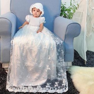 Fille robes dentelle blanche princesse bébé première Communion filles robe avec ruban ceintures enfants longue fleur