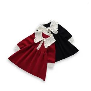 Robes de fille en gros automne hiver enfants robe pull chaud pour les filles infantile robe de bal princesse bébé tricoté