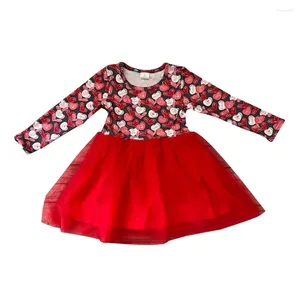 Vestidos de niña Venta al por mayor Vestido de bebé Infante Niño Amor Encaje Mangas largas A cuadros Una pieza Niños Niños Hasta la rodilla