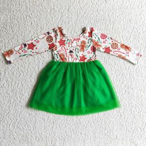 Fille Robes En Gros Mignon Pain D'épice Vert Tulle Robe De Mode Fête De Vacances Cadeau D'anniversaire De Noël Pour Les Enfants