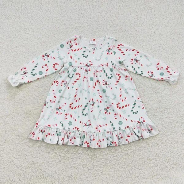 Vestidos de niña Venta al por mayor Infantil Niño de manga larga Vestido de giro de caramelo Camisón de Navidad para bebés Niños Ropa de camisón de una pieza para niños