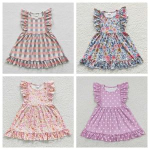 Robes de fille en gros RTS bébé filles été Flysleeve robe enfant Western Boutique enfants enfant en bas âge Floral genou longueur vêtements à volants