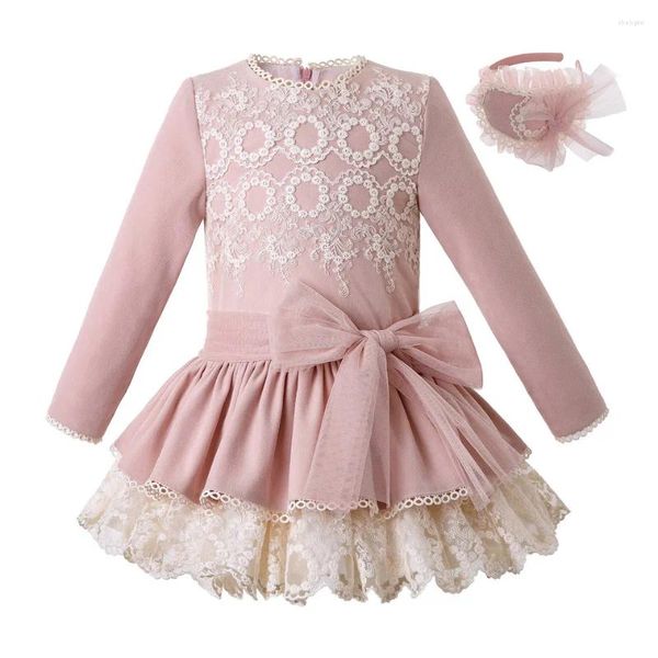 Vestidos de niña invierno Navidad encaje rosa niñas princesa cumpleaños Boutique ropa para niños trajes a juego 6781012 años