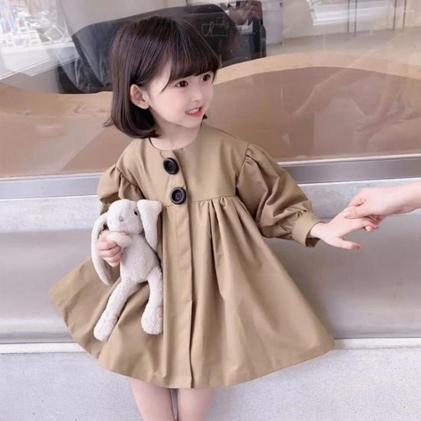 Robes pour filles, robe à manches longues pour bébé, Trench-Coat tendance pour enfants, vêtements coréens, printemps et automne 2024