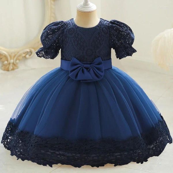 Vestidos de niña de un año para niñas pequeñas, lazo de fiesta para 1er cumpleaños, vestido de princesa de flores para fiesta de graduación, vestido para niños para boda