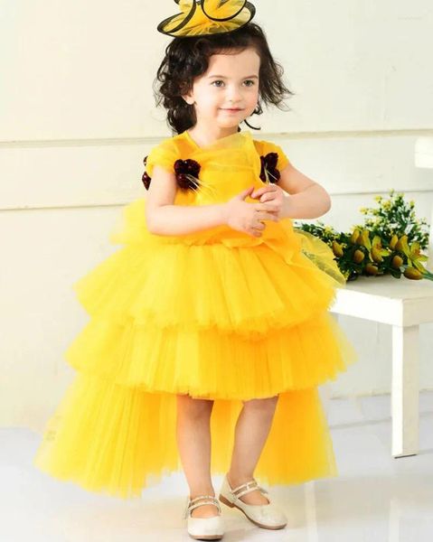 Robes de fille jaune robe de bébé robe de fête d'anniversaire enfants princesse soirée de mariage vêtements pour enfants
