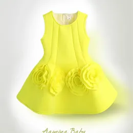 Robes de fille fleurs jaunes robe de fête pour enfants vêtements pour enfants tenues pour filles Costumes Sukienka