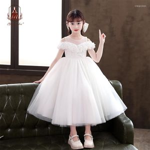 Fille robes Yoliyolei pur blanc col roulé habiller pour les filles Communion fête longue robe de bal mode enfant 6 à 11 ans