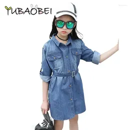 Vestidos de niña Yubaobei Fashion Jean Camisa Vestido para niñas Spring Kids Jeans Adolescentes ropa de mezclilla