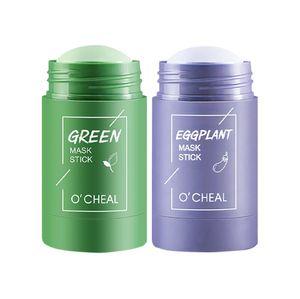 Girl Green Tea Solid Mask Deep Cleaning Mud Stick Oil Control Anti-Acne Eggplant Masks Purifying Clay Skin Care