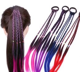 Fille Cheveux Extension Élastique Bande Élastique Coiffure Queue De Cheval Tresse Bandeaux Twist Coloré Perruque Tresse Tête Corde Fille Déguisement accessoires