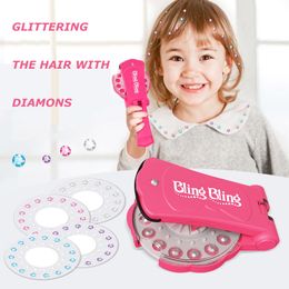 Girl Hairdressing Toys Pretend Play Glass Crystal Rhinestone Round Stones Art Decoration DIY Girl Hair Styling Paste drill Tools LJ201009