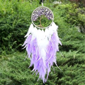 Fille Coeur Dream Catcher National Plume Ornements Dentelle Rubans Plumes Enveloppées Lumières Filles Room Decor Dreamcatcher 220407