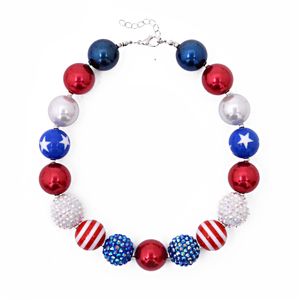 Meisje Hart Hanger Kraal Ketting Armband Amerikaanse Vlag Eenhoorn Diamond Rose Skull Head Bow Bubblegum Peuter Party Sieraden GGA3548-3