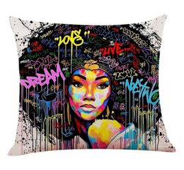 Girl Lady Huile Painting tai-oreiller Femme Home Art Decoration Sofa Throw Base Wired Colon Colon COPHION CURST 45X45CM6842184