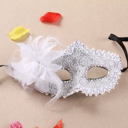 Fille dame princesse strass dentelle fleur masque latéral pour Halloween fête de mariage anniversaire Club Bar carnaval Pâques