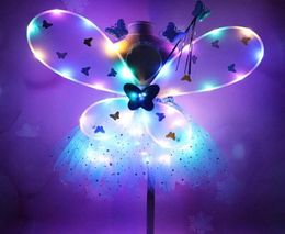 Ailes de papillons à la fille à la fille avec une jupe Glowtutu Jupe Fairy Band Band Fairy Princess Light Up Party Carnival Costume 28T9247104