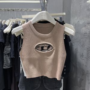 Gilet sans manches tricoté en métal pour fille, court de printemps