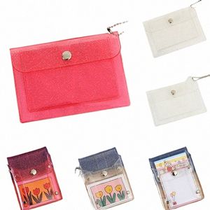 Fille Mini Glitter Titulaire de la carte de crédit Femmes Laser Mey Portefeuille PVC Busin Titulaire de la carte bancaire Étudiant Mignon ID Card Case Organisateur 32Xs #