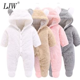 fille tenue Automne Hiver Infantile Vêtements Épais Fluff Barboteuses Pour Filles Combinaison Nouveau-Né Bébé Garçons Vêtements 210309