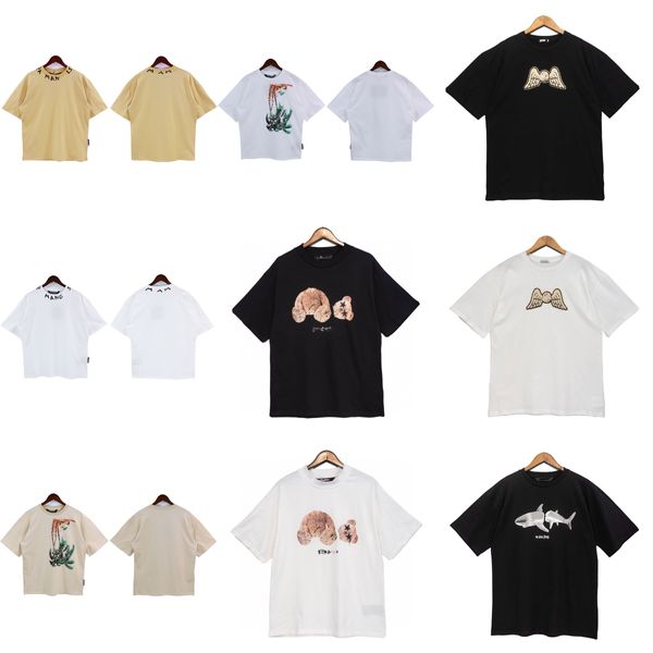 Chica camisa de palma ángel hombre diseñador camiseta de verano manga corta tiburón polo oso truncado camisetas marca etiquetas de ropa carta camiseta de moda para mujer