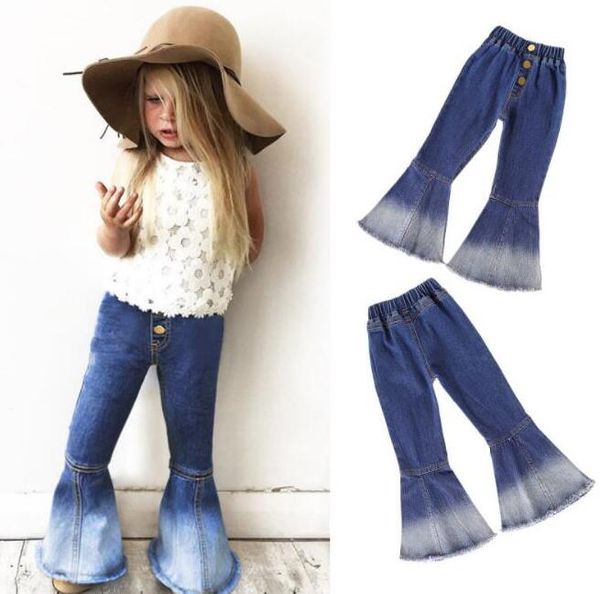 Pantalones de niña Pantalones acampanados Denim Ropa de diseñador para niños Pantalones vaqueros para niñas Pantalones de campana Pantalón de pierna ancha BY1467