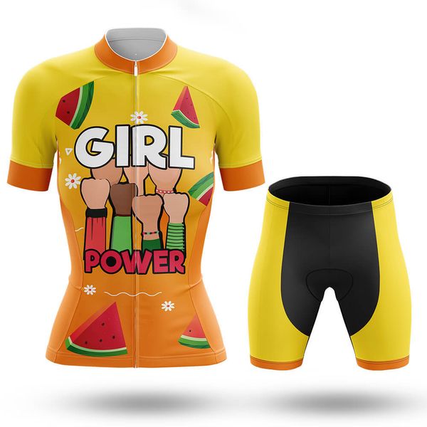 Girl Power-Conjunto de Jersey de ciclismo para mujer, ropa de ciclismo de montaña de manga corta, ropa transpirable para bicicleta de montaña, traje V27