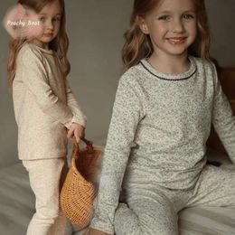 Girl Princess Cotton Pamas Set Top+Pant 2pcs Infant Toddler Child Elegant Home Suit pullover Baby Babykleding 1-6y L2405