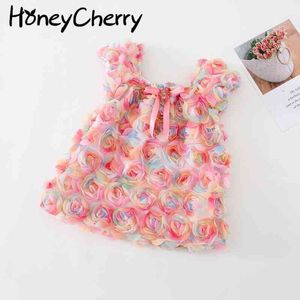 Meisje prinses jurk zomer kleur rose meisje babykleding kinderen mode 210515