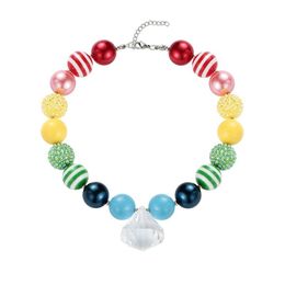 Fille arc-en-ciel collier avec diamant enfants couleur bonbon gros Bubblegum pendentif collier enfants fête bijoux cadeau accessoires