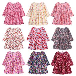 Girl's 2022 Spring herfst 0-6t meisjes lange mouw schattige print es kinderkleding prinses voor kinderen feestjurk optocht jurk 0131