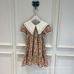 Vestido Xiaoxiangfeng casual de niña solapa de flores simple, fresca encantadora falda pastoral rota