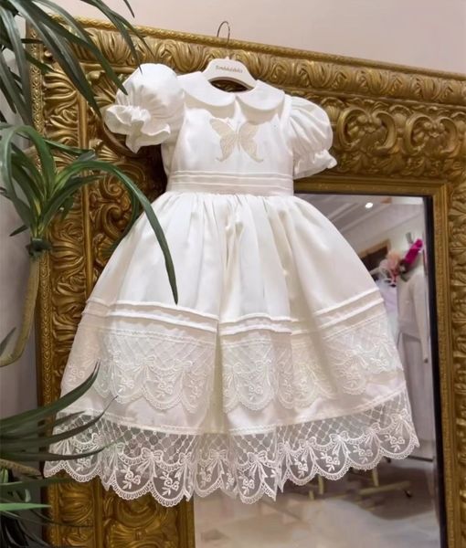 Robes pour filles 0-12 ans fille été blanc papillon broderie turc Vintage Lolita princesse robe de bal robe pour anniversaire vacances décontracté Eid 230615