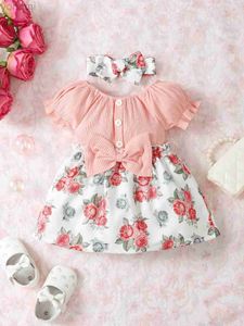 Robes de fille de 0 à 2 ans nouveau-née Modèle de fosse de fosse en coton Robe imprimée D240423