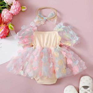 Robes de fille 0-24 mois bébé bébé filles robes robes 3d fleur à manches courtes