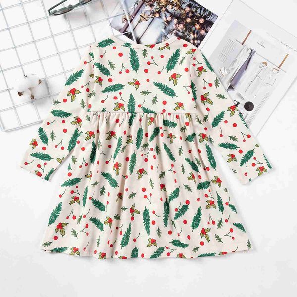 Robes de fille 0-5 tenues de Noël filles robes d'impression d'arbre de Noël fille robe mignonne costumes pour bébés et tout-petits fête festival