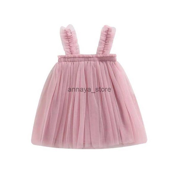 Robes de fille 0-5Y bébé filles robe d'été nouvelle mode enfants sans manches plissée tulle tutu robe couleur unie fête princesse filles vêtements